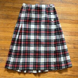 VINTAGE 100% WOOL PLAID KILT/TARTAN SKIRT